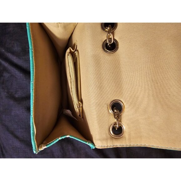 Teal Quilted Look Small Shoulder Bag Handbag Great for Dinner Clubbing - Picture 3 of 3